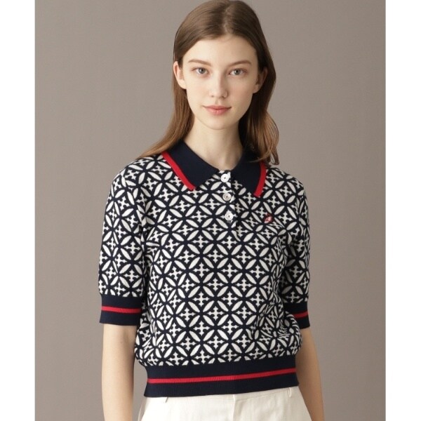 ドレステリア（DRESSTERIOR）/【大人百花春号掲載 モデル美香さん着用】オーバーラップサークルジャカードポロニット