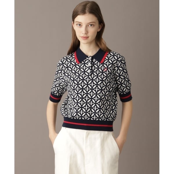 ドレステリア（DRESSTERIOR）/【大人百花春号掲載 モデル美香さん着用】オーバーラップサークルジャカードポロニット