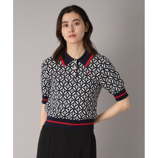 ドレステリア（DRESSTERIOR）/【大人百花春号掲載 モデル美香さん着用】オーバーラップサークルジャカードポロニット