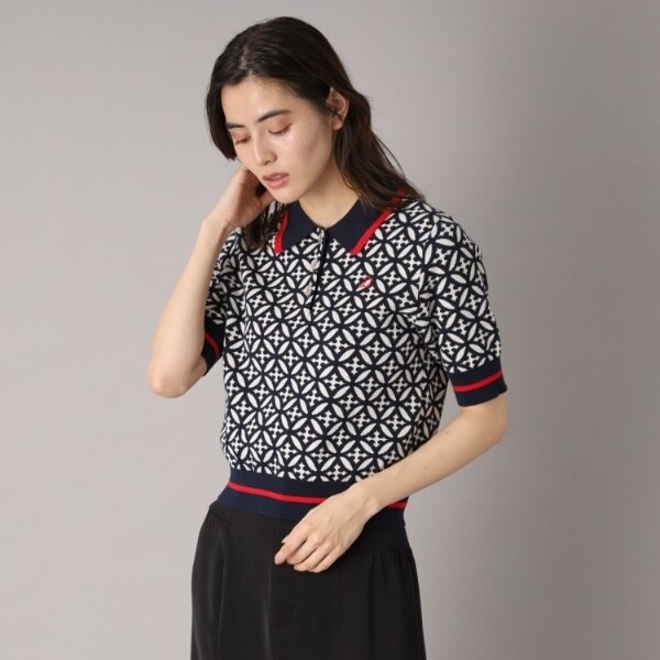 ドレステリア（DRESSTERIOR）/【大人百花春号掲載 モデル美香さん着用】オーバーラップサークルジャカードポロニット