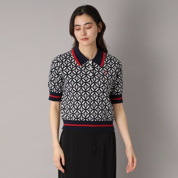 ドレステリア（DRESSTERIOR）/【大人百花春号掲載 モデル美香さん着用】オーバーラップサークルジャカードポロニット