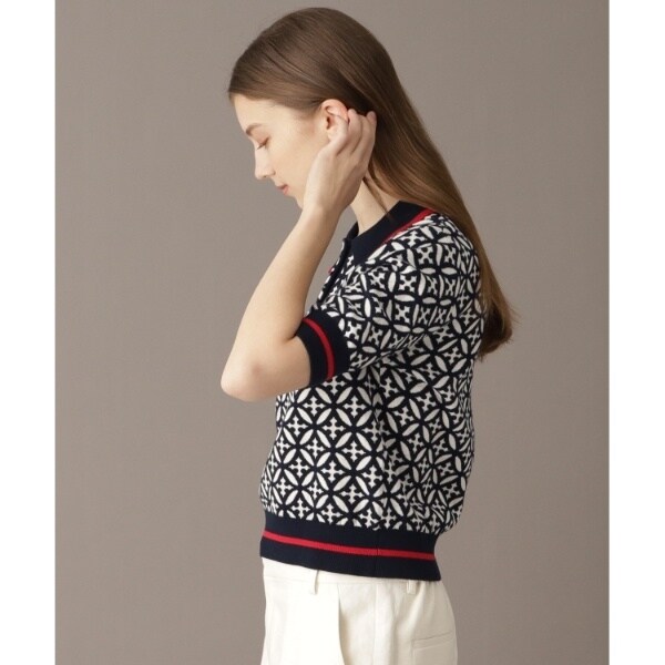 ドレステリア（DRESSTERIOR）/【大人百花春号掲載 モデル美香さん着用】オーバーラップサークルジャカードポロニット