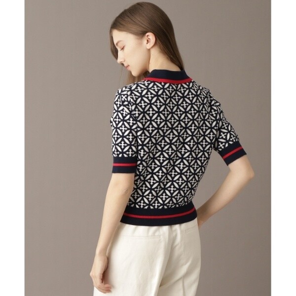 ドレステリア（DRESSTERIOR）/【大人百花春号掲載 モデル美香さん着用】オーバーラップサークルジャカードポロニット