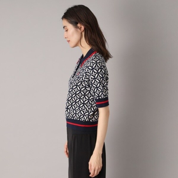 ドレステリア（DRESSTERIOR）/【大人百花春号掲載 モデル美香さん着用】オーバーラップサークルジャカードポロニット