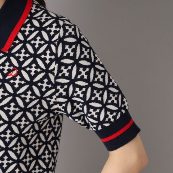 ドレステリア（DRESSTERIOR）/【大人百花春号掲載 モデル美香さん着用】オーバーラップサークルジャカードポロニット