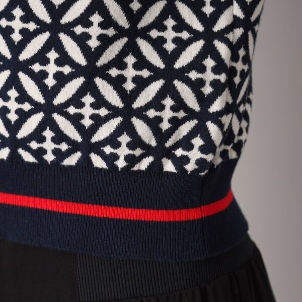 ドレステリア（DRESSTERIOR）/【大人百花春号掲載 モデル美香さん着用】オーバーラップサークルジャカードポロニット