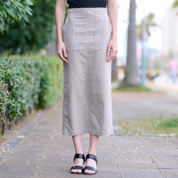 ドレステリア（DRESSTERIOR）/【洗える後ろウエストゴム】リネンブレンドタイトスカート