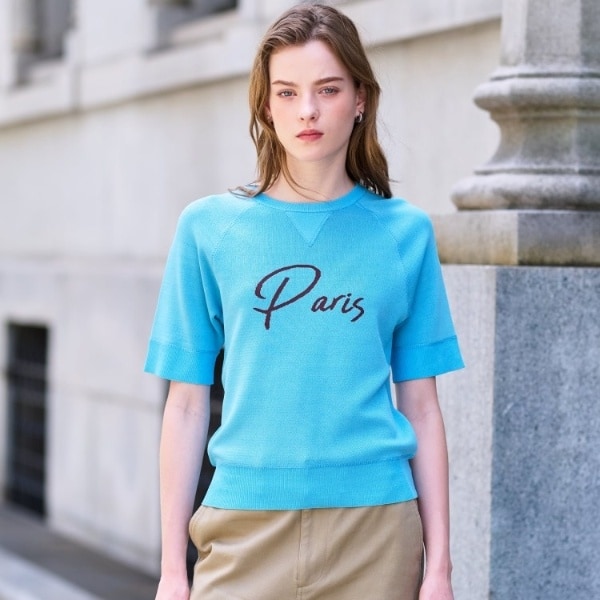 ドレステリア（DRESSTERIOR）/【洗えるオリジナルロゴ】Parisハーフスリーブジャカードニット