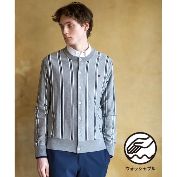 ドレステリア（DRESSTERIOR）/【ウォッシャブル】ウールレーヨン ストライプラウンドネックカーディガン