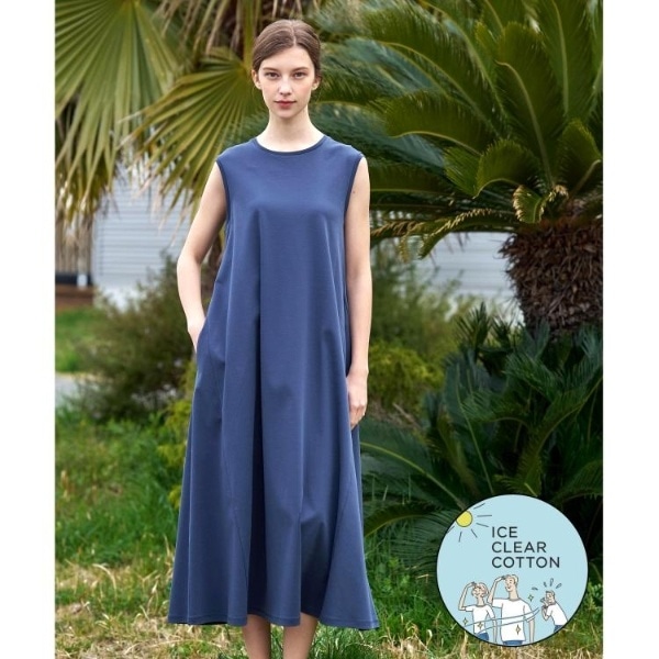 ドレステリア（DRESSTERIOR）/【接触冷感／抗菌防臭／消臭ウォッシャブル】アイスクリアコットン フレンチスリーブワンピース