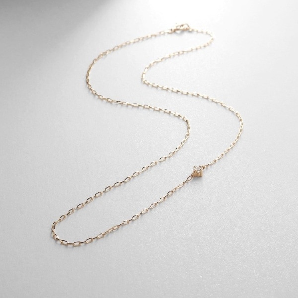 ココシュニック（COCOSHNIK）/K10ホワイトトパーズスクエアカット アシンメトリーネックレス