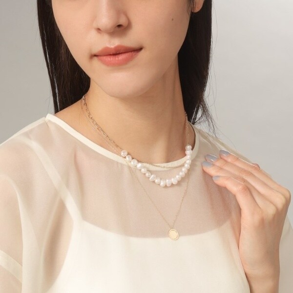 COCOSHNIK / ココシュニック K10パールチェーン ポストイヤーカフ（片耳用） K10パール チェーンネックレス