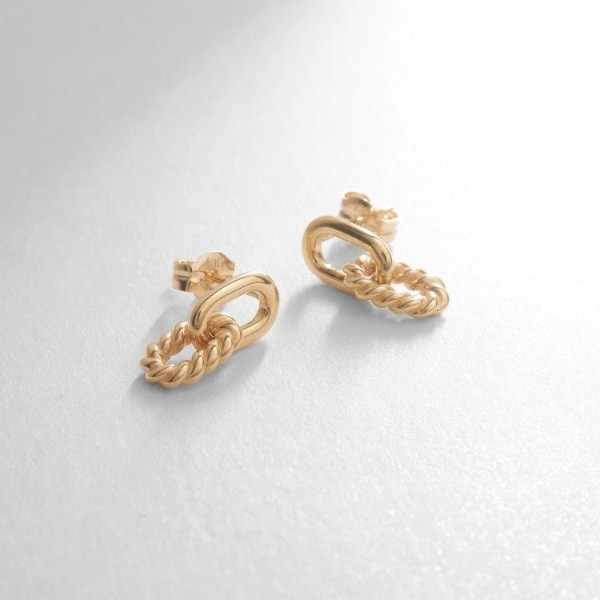 ココシュニック（COCOSHNIK）/K10縄目リンク スタッドピアス ピアス