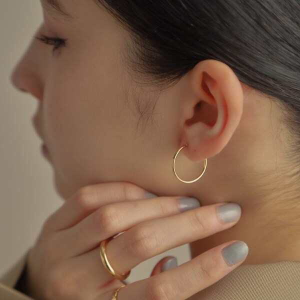 K10カット丸線 フープピアス（小）（ピアス（両耳用