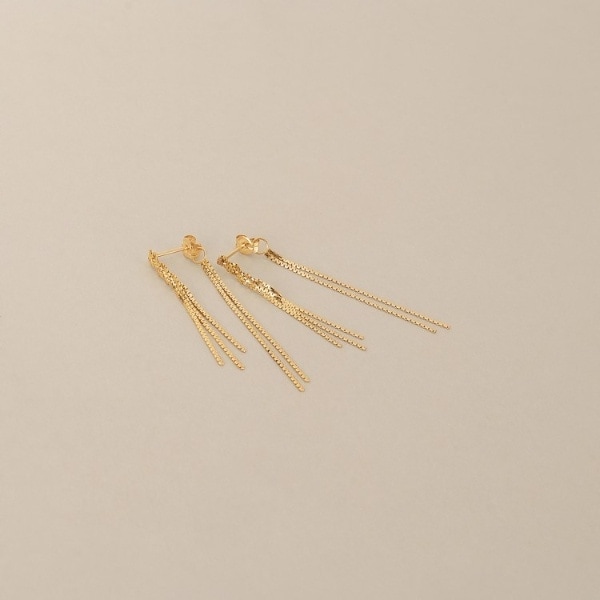 ココシュニック（COCOSHNIK）/K10ベネフラ三つ編みフリンジ前後 スタッドピアス