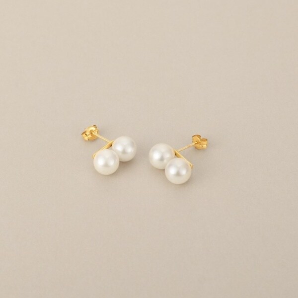ココシュニック（COCOSHNIK）/K18アコヤパールダブル スタッドピアス 78,100円