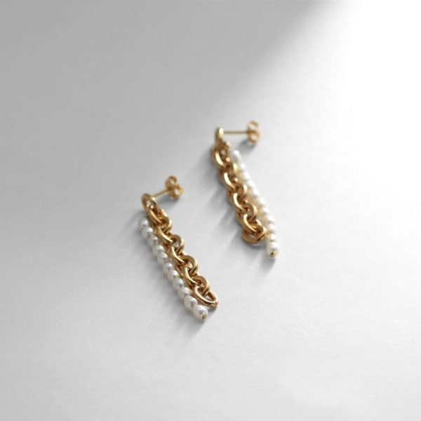 ココシュニック オンキッチュ（COCOHNIK onkitsch）/シルバー バロックパール チェーンコンビネーション スタッドピアス GP