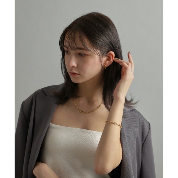 ココシュニック オンキッチュ（COCOHNIK onkitsch）/しろがね色 スモールフープ クロワッサンピアス GP