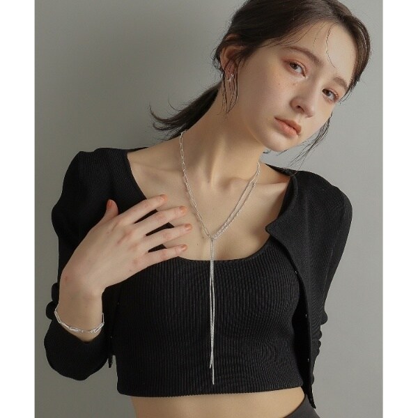 ココシュニック オンキッチュ（COCOHNIK onkitsch）/シルバー ミックスチェーン フラット カーブドレープY ネックレス_13