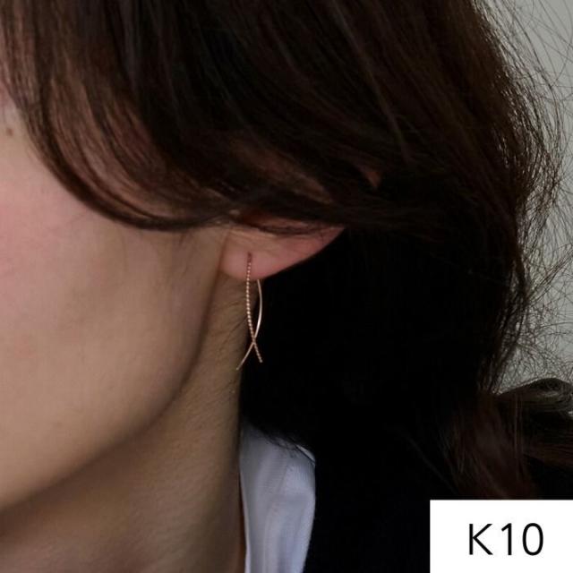 フィービィー（Phoebe）/【K10】クロスラインアメリカンピアス　ローズゴールド／BOX付き