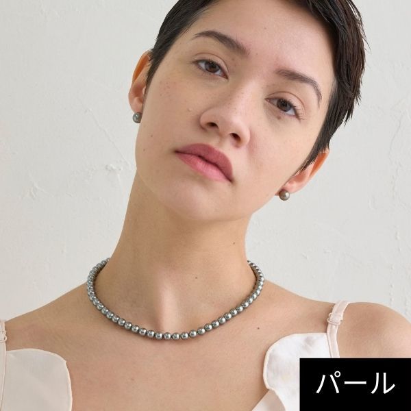 ジュピター（JUPITER）/【国産貝パール】フォーマルパールネックレス＆ピアスセット グレー_9