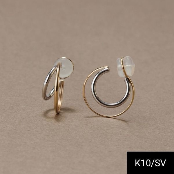 ジュピター（JUPITER）/【K10YG&SV925】ダブルラインコンビフープイヤリング 19,272円