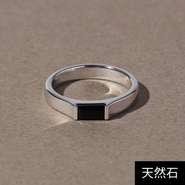 ジュピター（JUPITER）/【SV】バケットカットオニキスミニマルリング/天然石/ニッケルフリー/金属アレルギー対応 シルバー