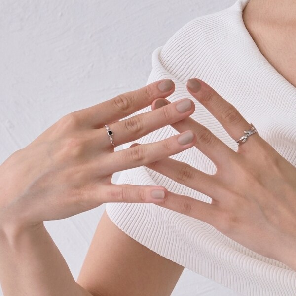 【NEW】ジュピター（JUPITER）/【SV】スクエアカットオニキスチェーンリング/天然石/サイズフリー/金属アレ対応_5