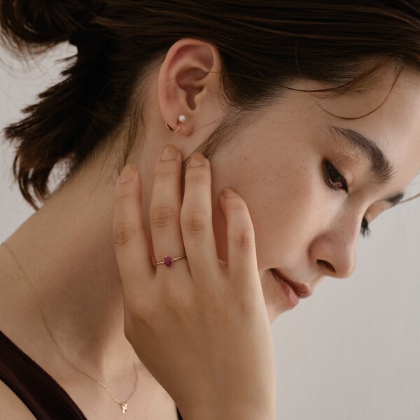 ◾️現行品◾️【JUPITER】K10オーバル天然石ルビーリング/天然石 ジュピター（JUPITER）/【K10】天然石オーバルリング／ルビー