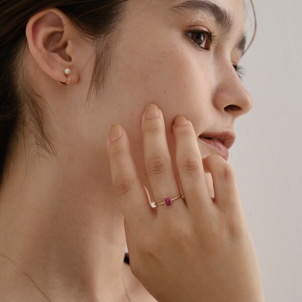 ジュピター（JUPITER）/【K10】天然石オーバルリング／ルビー