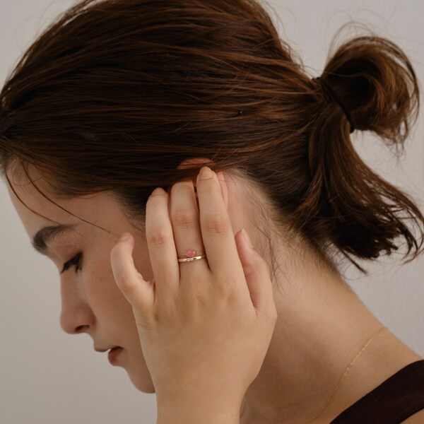 ジュピター（JUPITER）/【K10】天然石チェーンリング／インカローズ