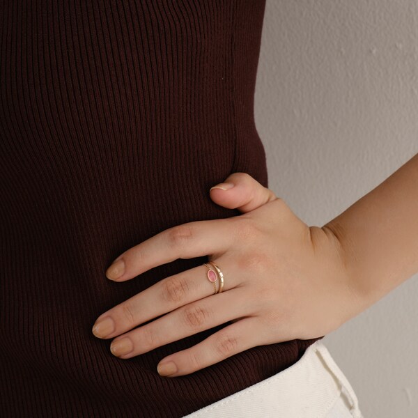 JUPITER 【k10】インカローズ　天然石チェーンリング JEWEL ADDICT｜【WEB限定】K10天然石チェーンリング/インカローズ