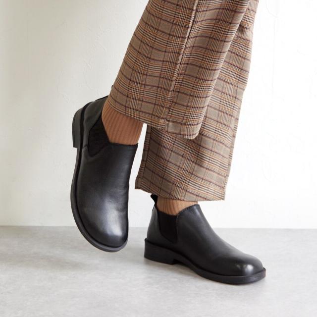 シュークローゼットセレクト（SHOE CLOSET SELECT）/BUENO （ブエノ） / 本革 オブリークトゥ サイドゴアショートブーツ 【F2002】