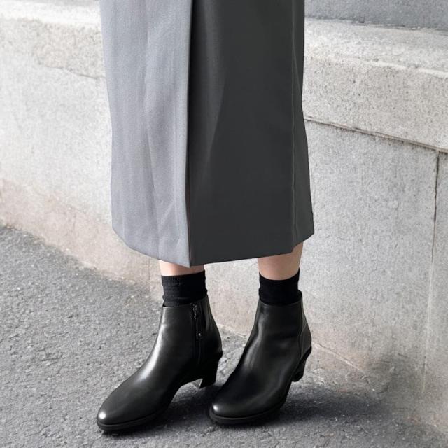 モネ（Monet）/【きれいめ・通勤】サイドジップ チャンキーヒール ショートブーツ
