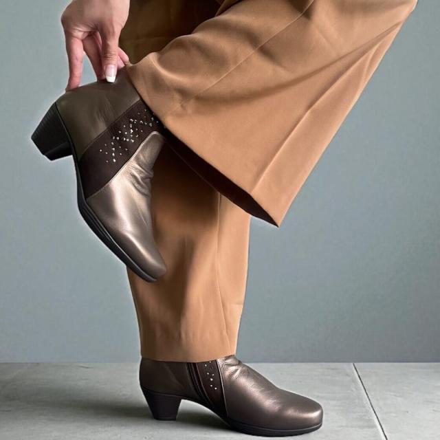 モネ（Monet）/【25秋冬新作】【Monet】ショートブーツ レディース 太ヒール スタッズ付き 上品 おしゃれ NEW】モネ（Monet）/【25秋冬新作】【Monet】ショートブーツ