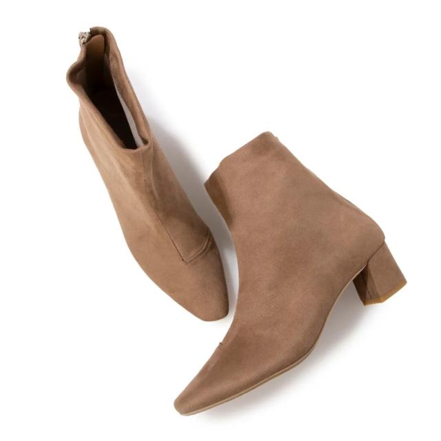 ラウナレア（Launa lea）/4cmストレッチスクエアトウショートブーツ(0587)