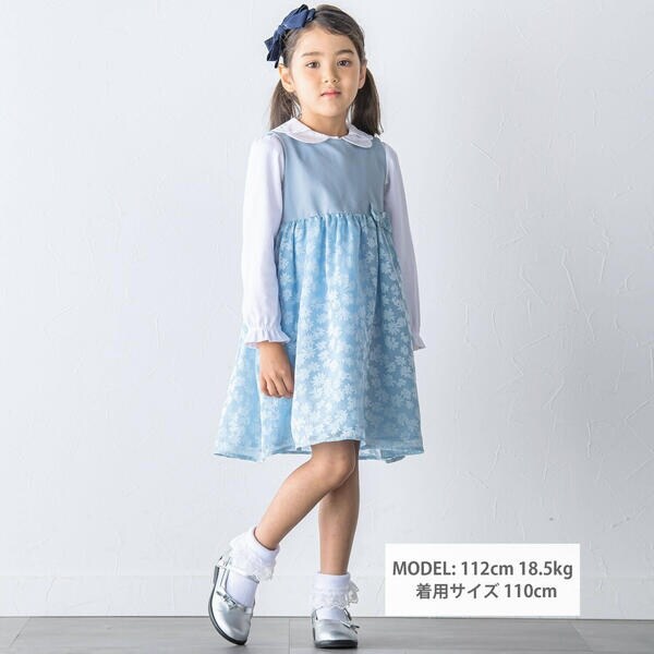 ベベ（BeBe）/【日本製】シアー花柄切替ワンピース(110~130cm)_5