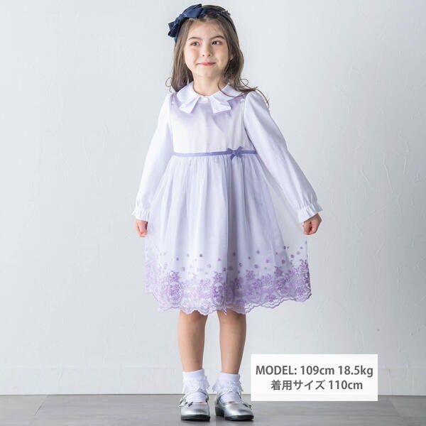 ベベ（BeBe）/チュールレース+サテンワンピース(110~130cm)_2