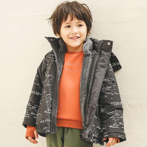 ベベ（BeBe）/【撥水加工】ギャラクシープリントライナーベスト付き中綿コート(100~150cm)の通販は 8,132円