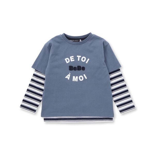 ベベ（BeBe）/ロゴ半袖Tシャツ+マルチボーダー長袖Tシャツセット(90~150cm)