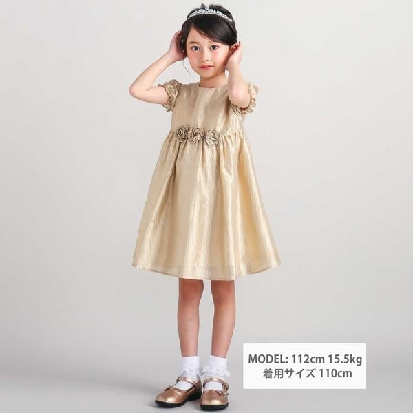 ベベ（BeBe）/ローズモチーフカールマイヤーパフスリーブドレス(100~140cm)_2