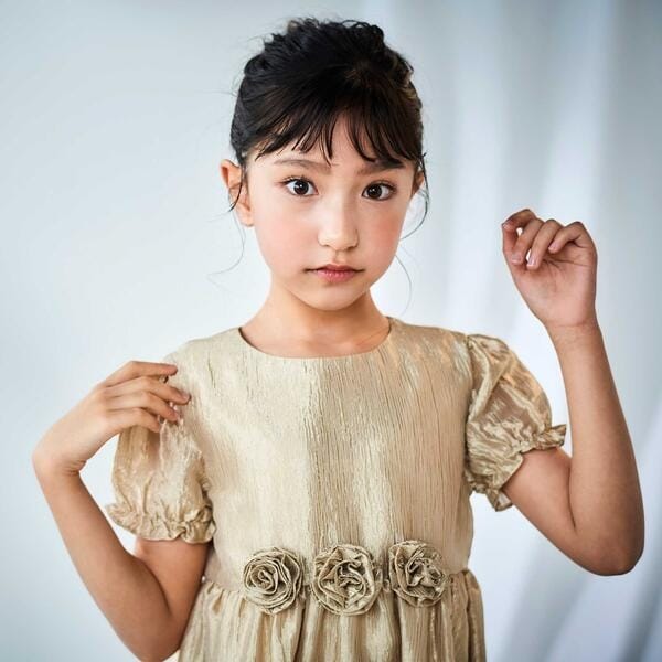 ベベ（BeBe）/ローズモチーフカールマイヤーパフスリーブドレス(100~140cm)_8
