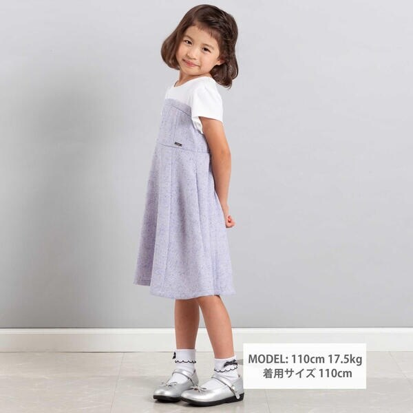 ベベ（BeBe）/ネップツイードドッキング半袖ワンピース(90~150cm)_4