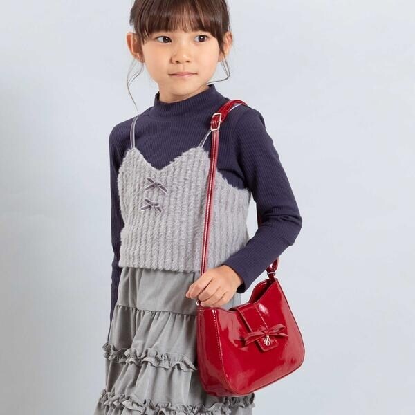 ベベ（BeBe）/レザー調リボンフラップベルト付きショルダーバッグ