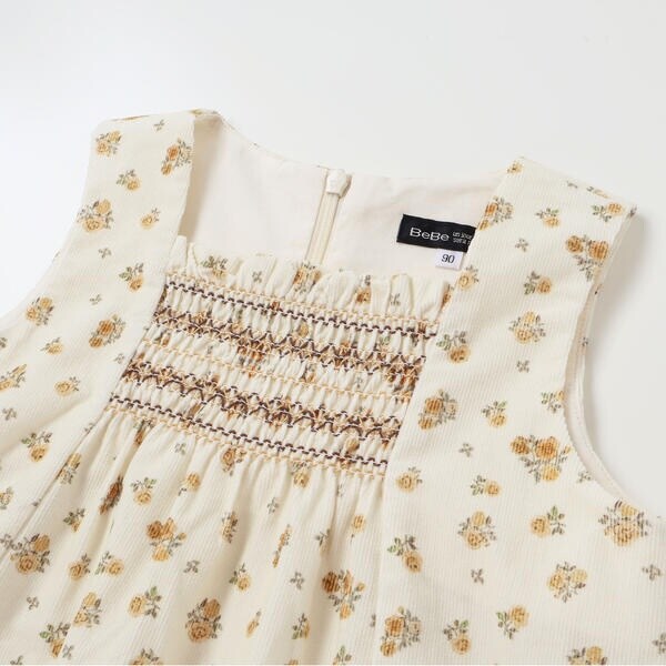 ベベ（BeBe）/【お揃い】小花柄シャツコールスモック刺しゅうジャンパースカート(80~100cm)_10