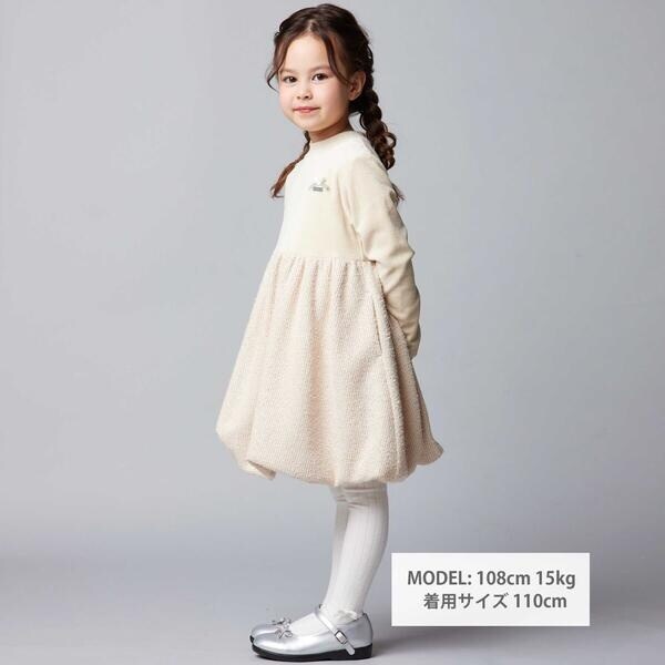 ベベ（BeBe）/ベロア×ファンシーヤーン切り替えハイネックバルーンワンピース(90~140cm)_4