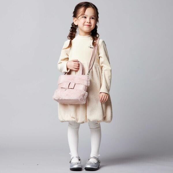 ベベ（BeBe）/ベロア×ファンシーヤーン切り替えハイネックバルーンワンピース(90~140cm)_5