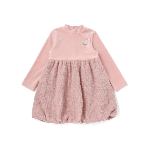 ベベ（BeBe）/ベロア×ファンシーヤーン切り替えハイネックバルーンワンピース(90~140cm)_8
