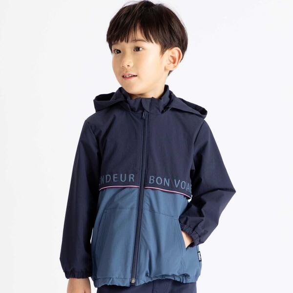 ベベ（BeBe）/【撥水加工】リップストップフード付きバイカラーロゴブルゾン(90~150cm)