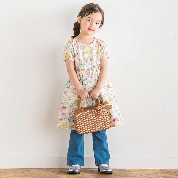 ベベ（BeBe）/レザー調編み込みリボンチャーム付きミニボストン_4